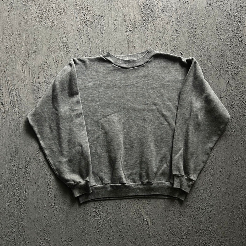 Vintage Russell Athletic Sweatshirt Medium Grey 1970s Blank Crewneck